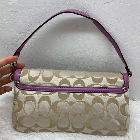 Coach Purple Khaki mini signature canvas purse / wristlet - Picture 2 of 12